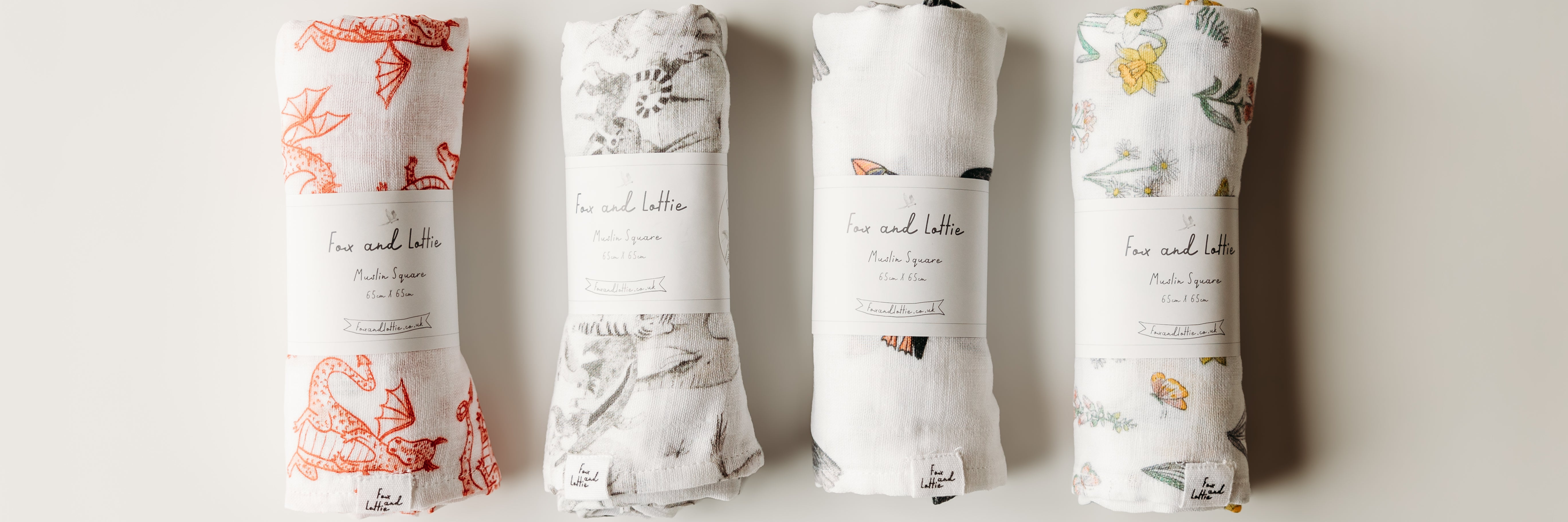 Muslin squares fox and lottie premium sleepwear. Baby blankets, baby rompers, sleepsuits, pyjamas.