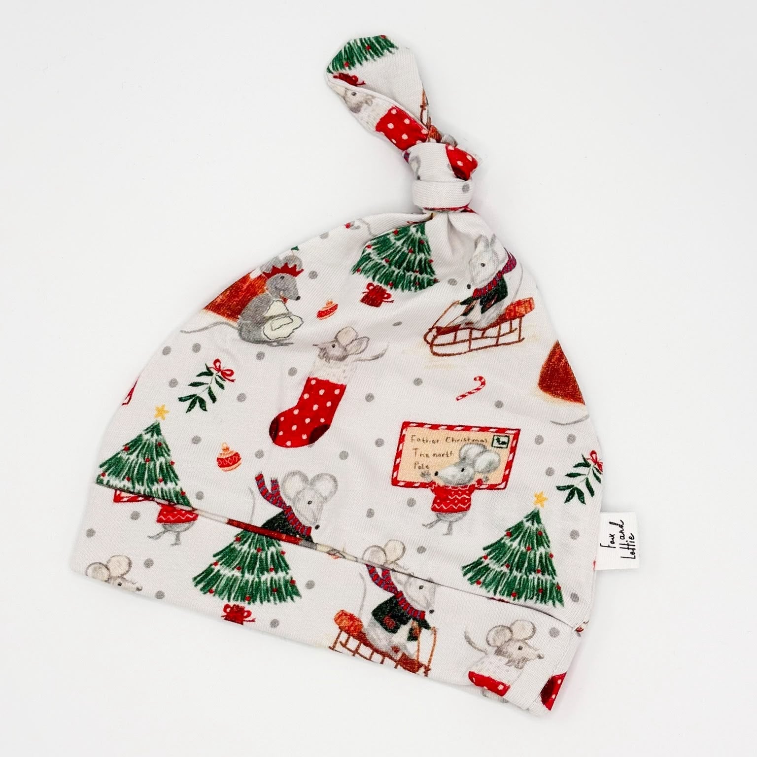 Christmas baby hat from Fox and Lottie, the luxury baby and toddler sleepwear company.