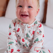 Christmas sleepsuit on baby from Fox and Lottie.