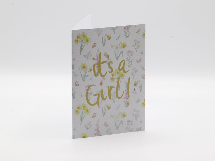 It's a girl baby arrival card