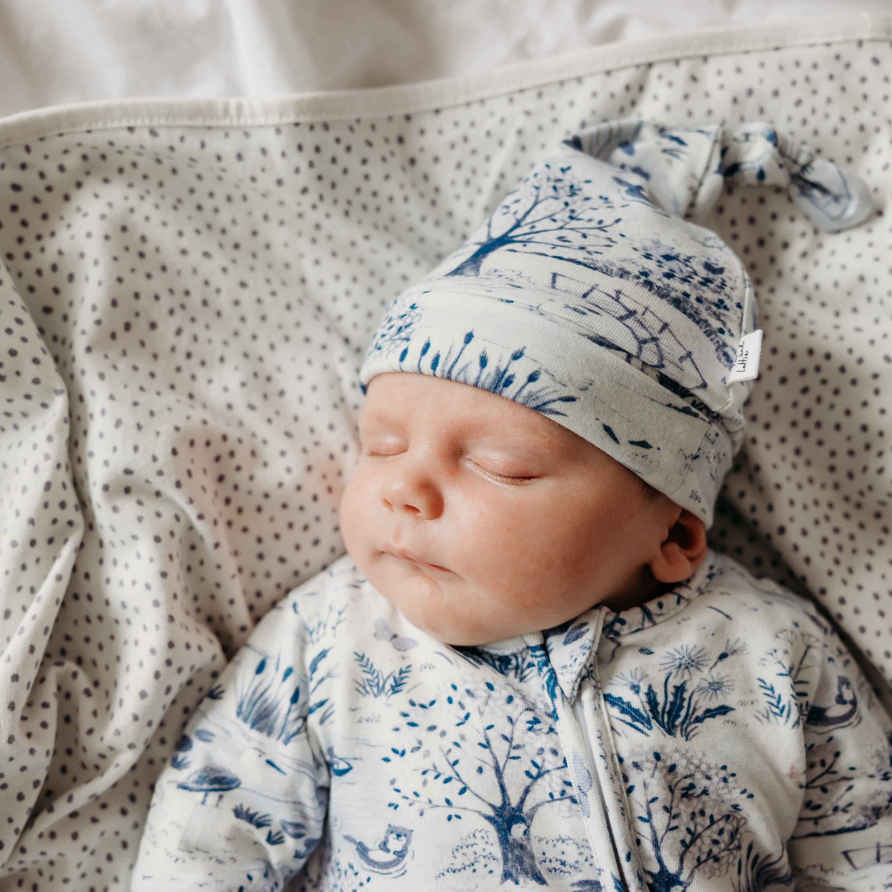 On the river sleepsuit and on the river hat. Fox and Lottie premium baby and infant sleepwear.